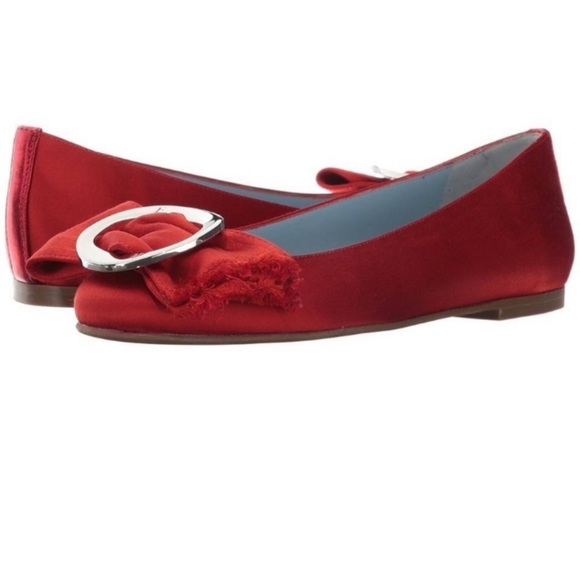 SOLD: Frances Valentine Frances 2 Red Satin Flats - Picture 3 of 12